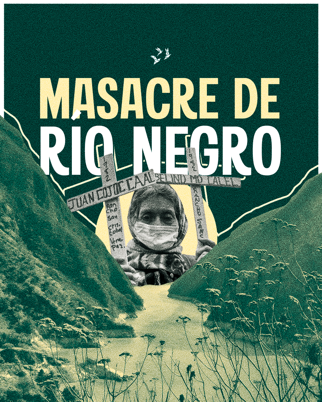 P&oacute;ster conmemorativo por los 44 a&ntilde;os de la masacre en R&iacute;o Negro, Guatemala